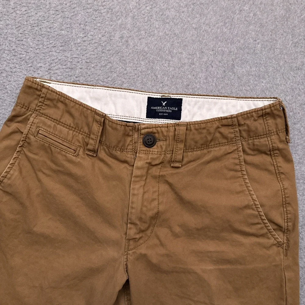 American Eagle Chino Pants Mens 30x30* Brown Original Straight 100% Cotton‎ Golf